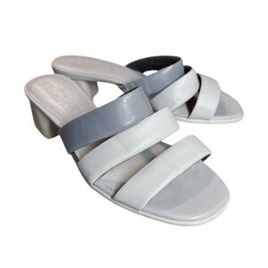 Camper Gray Blue Leather Katie Block Heel Sandals - 36 / US 6